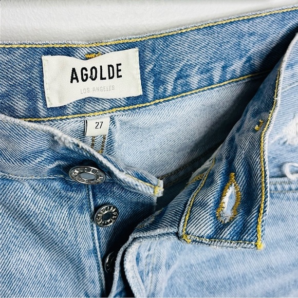 AGOLDE Parker Vintage Cut Off Short in swapmeet Light Blue Jean Shorts size 27 - Picture 5 of 9